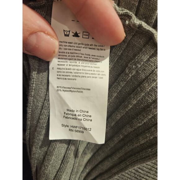 H Halston open drapy viscose cardigan sweater large gray ribbed casual cozy - Picture 7 of 9